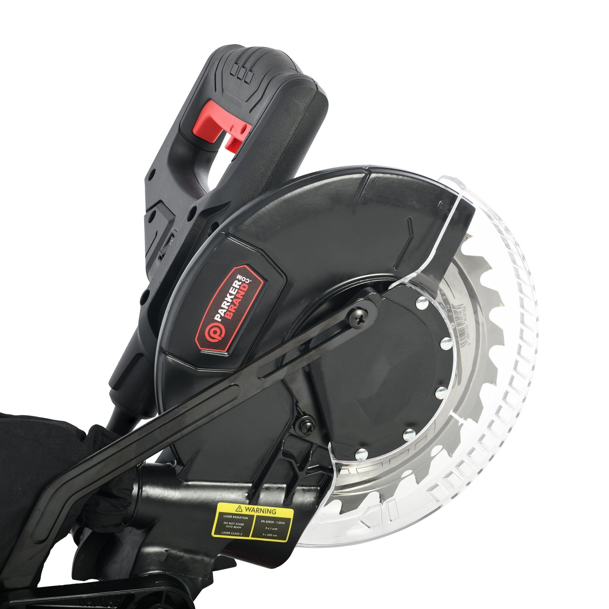 ParkerBrand 210mm Sliding Compound Single Bevel Mitre Saw with Laser Guide, Dust - Thumbnail 9